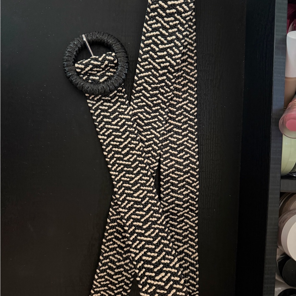 H&M Black and Cream Woven Belt